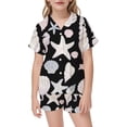 thumbnail image 2 of JAJAHO Girls Satin Pajama Sets Cute Ocean Animal Print Summer Sleepwear Short Sleeve Button Up Shirts And Shorts 2 Piece Set 2-13Y, 2 of 4