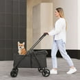 thumbnail image 6 of Wedyvko Pet Stroller, 4 Wheels Cat Dog Stroller Foldable Lightweight Dog Carrier Trolley Jogging Stroller,Black, 6 of 6