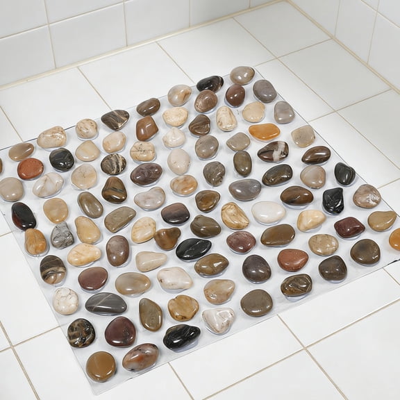 Yardwe Multi Color Natural Pebble Shower Mat with Non Slip Design and Foot Massage for Bathroom Use