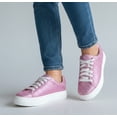 thumbnail image 5 of La Sheelah Women’s Rhinestone Platform Sneakers – Sparkly Glitter Fashion Shoes, Bling Casual Lace-Up Sneakers, Crystal Streetwear Flatform Shoes DOLCE-66 Pink 8, 5 of 5