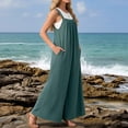thumbnail image 4 of Women's Casual Wide Leg Jumpsuit Sleeveless Loose Fit Summer Romper with Pockets, 4 of 6