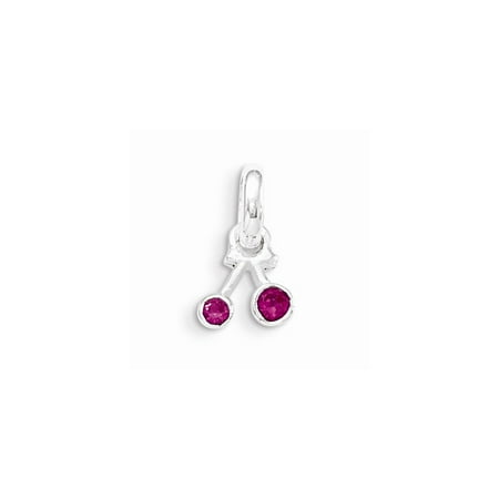 Sterling Silver Synthetic Ruby Cherry Kid's Pendant