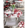 thumbnail image 4 of Outdoor Tablecloth with Umbrella Hole and Zipper, Red Plum Round Table Cloth 60 Inch Waterproof Tablecloth, Nature Flowers Branches Chinese Painting Picnic Table Cover for Patio Camping, 4 of 7