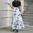thumbnail image 4 of GXIPO Women's Business Casual Flowy Dress Floral Print Maxi Design Modest Tie Waist Work Attire 2025 Light Blue XL, 4 of 4