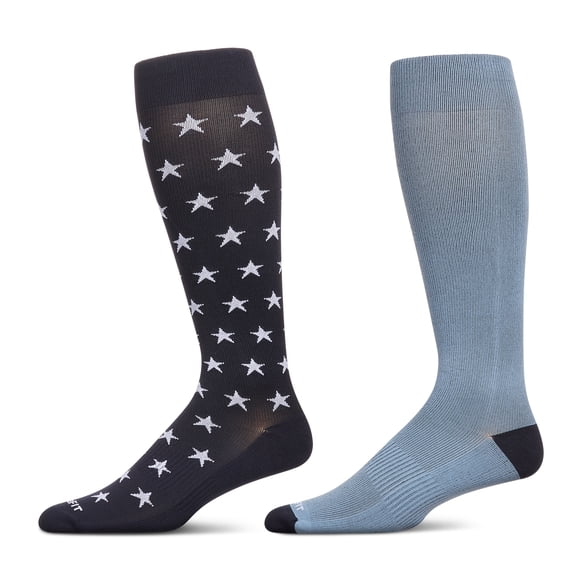 Care Fit Solutions 2 Pair Pack Stars Cotton Blend Graduated Compression Socks