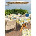 thumbnail image 5 of Outdoor Tablecloth with Umbrella Hole for Patio/Picnic/Party/Camping, Ocean Blue Conch Waterproof Table Cloth Rectangle Table Cover Washable, Summer Starfish Shells Farm Yellow Stripes (52"x 70"), 5 of 9