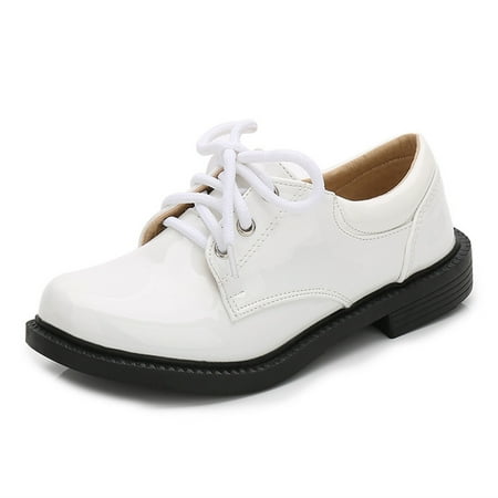 Quaouag Boys Patent Leather Lace Up School Uniform Formal Dress Shoes Oxfords Shoes(Little Kid/Big Kid)