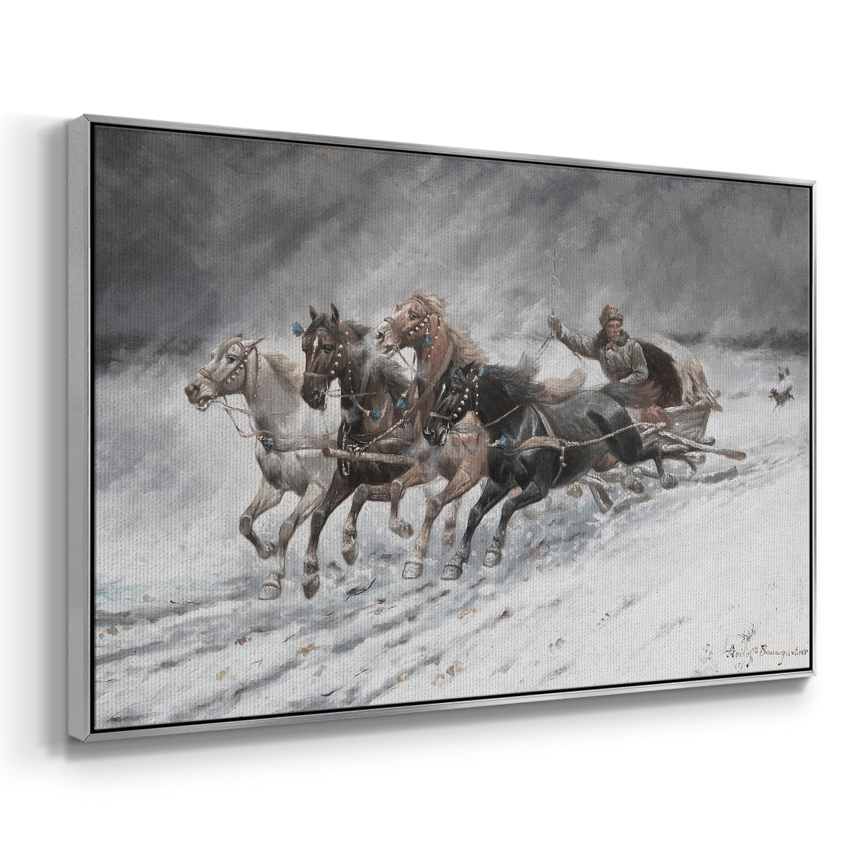 Vintage Animal Print-XXVI By Wexford Home Framed in Silver Wood Gallery Wrapped Canvas 17 in. x 25 in.