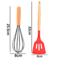 thumbnail image 2 of 2pcs Non-stick Kitchen Cookware with Wooden Handle - BPA Free Heat Resistant Kitchen Gadgets ToolsGrey + Cherry Red, 2 of 5