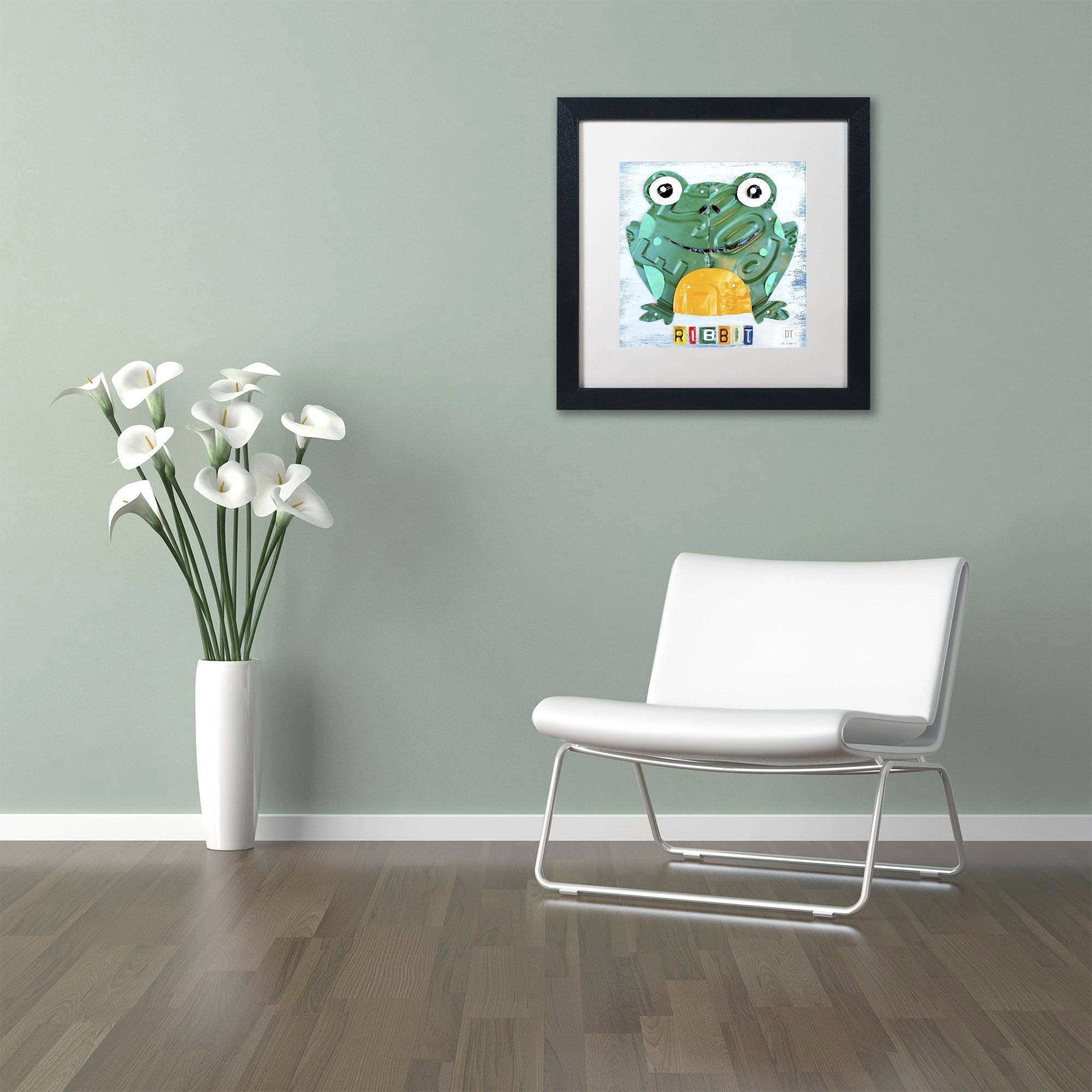 Trademark Fine Art 'Ribbit the Frog' Canvas Art by Design Turnpike, White Matte, Black Frame