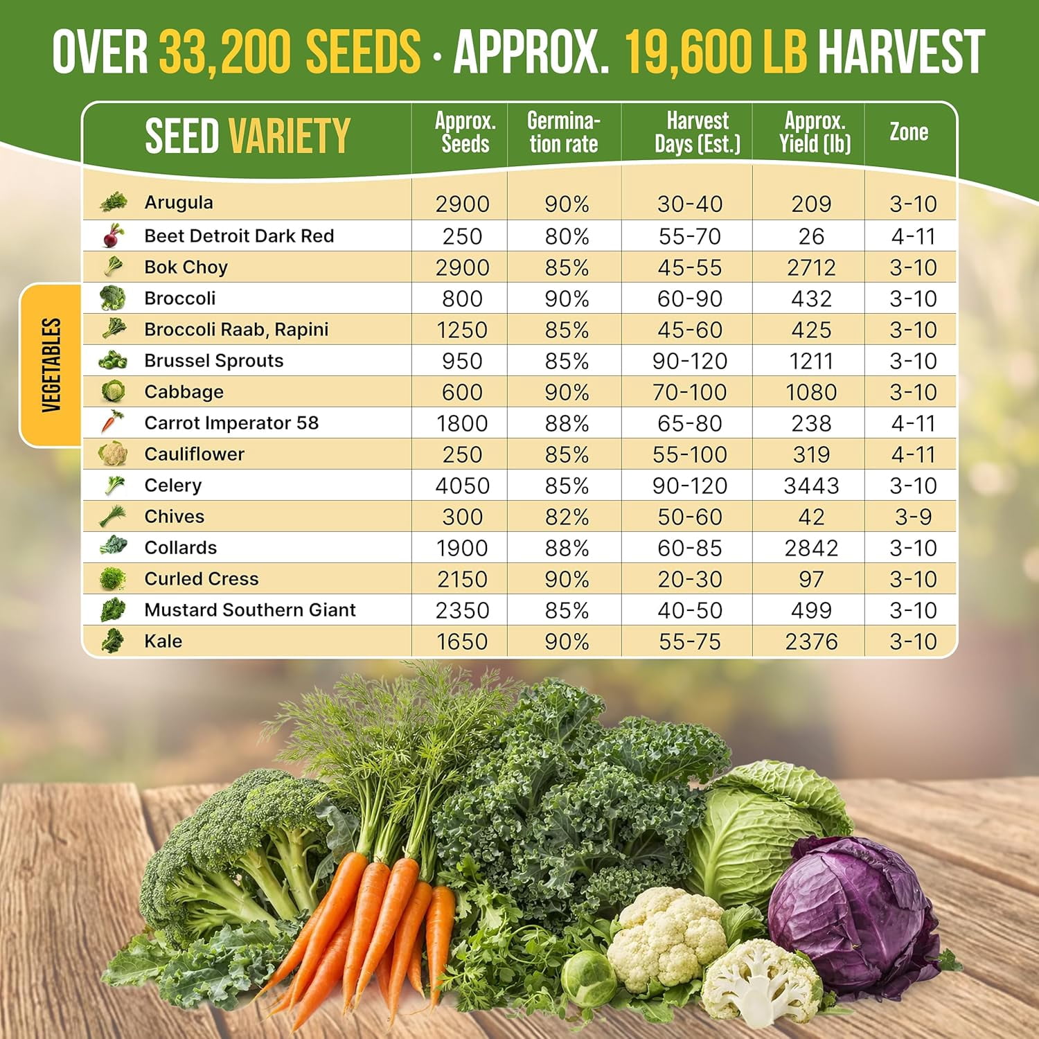 Organo Republic - 30 Winter Vegetable Seeds Varieties - 27675+ Non GMO Heirloom Garden Seeds