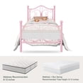 thumbnail image 6 of Amolife Twin Size Metal Platform Bed Frame With Vintage Butterfly Pattern Headboard & Footboard, Pink, 6 of 8