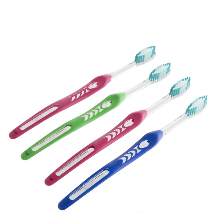 Equate SmartGrip No-Slip Grip Medium Toothbrush, 4 count 