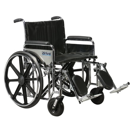 Drive Medical Sentra Extra Heavy Duty Wheelchair, Detachable Full Arms, Elevating Leg Rests, 22" Seat