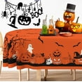 thumbnail image 3 of Oval Halloween Tablecloth 60x84 Inch,Orange Pumpkin Skull Ghost Tablecloth,Polyester Waterproof Wrinkle-Resistant and Durable Table Cloth,Suitable for Halloween,Parties,Holiday,Kitchens, 3 of 6