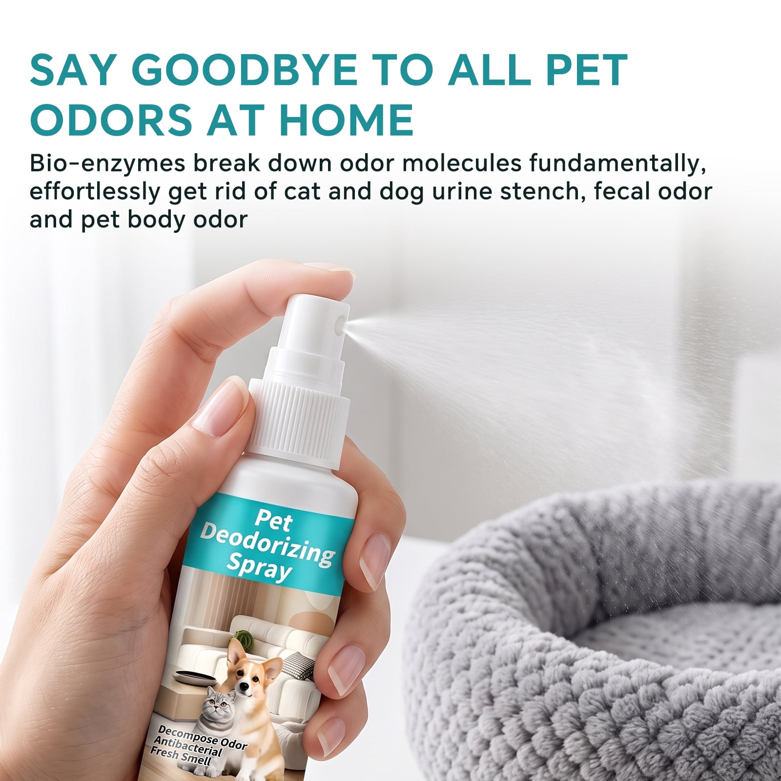 Pet Teeth Cleaning Finger Wipes, Eye Wipes, Paw Cleaner Foam, Ear Drops, Deodorizing Spray, Pet Glove Wipes Kit for Dogs & Cats