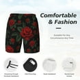 thumbnail image 5 of Sigee Roses Print Mens Swim Trunks with Compression Liner Quick Dry Swim Stretch Beach Shorts with Pockets,S-3XL, 5 of 7