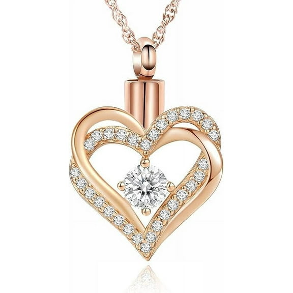 Crystal Cremation Jewelry Small Heart Urn Necklace Ashes for Women Men Keepsake Pendant Memorial Human Ash Holder