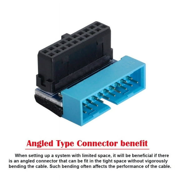 JSER Up Angled USB 3.0 20Pin 19Pin Male to Female Extension Adapter 90 Degree for Motherboard Mainboard