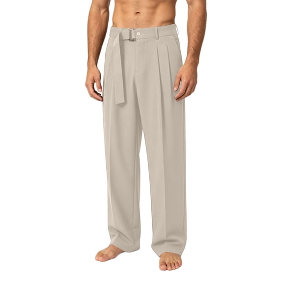 asjyhkr Mens Dress Pants Business Casual Dailywear Loose Fitting Stretchy Lightweight Comfy Golf Trousers with Pockets(X-Large,Khaki)