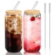 thumbnail image 1 of Vasos de vidrio DAMCONME de 600 ml con tapas y pajitas, 2 unidades para bebidas, 1 of 9