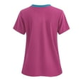 thumbnail image 2 of Colorblock Scrubs for Women Loose Fit Stretchy Scrub Tops V Neck Short Sleeve Housekeeping Nursing Uniforms with Pocket, 2 of 4