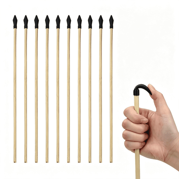 BESTSKY 10 Pcs Wooden Arrows Soft Rubber Tips, 17 Inch Handmade Wooden Toy Arrow for Kids and Beginners, Archery Bows Outdoor Play Cosplay