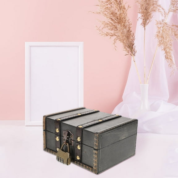 Masteelf Vintage Wooden Storage Box with Lock Lockable Treasure Chest with Lid Jewelry Organizer Decorative Keepsake Storage Box for Jewelry Necklace Earrings Storage