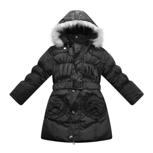 Richie House Girls Black Fur Hood Padded Winter Jacket 9