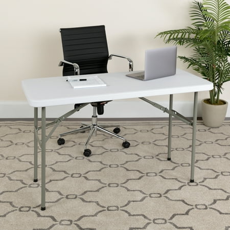 Flash Furniture 24''W x 48''L Granite White Plastic Folding Table