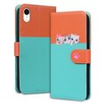 thumbnail image 1 of Compatible avec iPhone XR Étui Portefeuille Motif Animaux Mignons avec Fentes pour Cartes Couverture Rabattable, 1 of 5