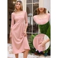 thumbnail image 2 of DARING DIVA Women's Casual Midi 3/4 Sleeves Square Neckline Dress XS Pink, 2 of 6