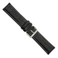 thumbnail image 3 of 24mm Long Black Sport Leather White Stitch Silver-tone Buckle Watch Band, 3 of 4