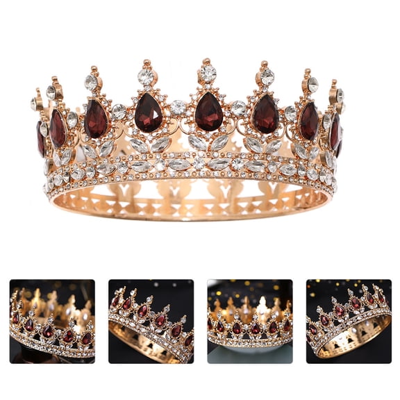 CTIRCHIU Red Rhinestone Bridal Wedding Lightweight Hair Jewelry Headdress for Brides and Special Occasions