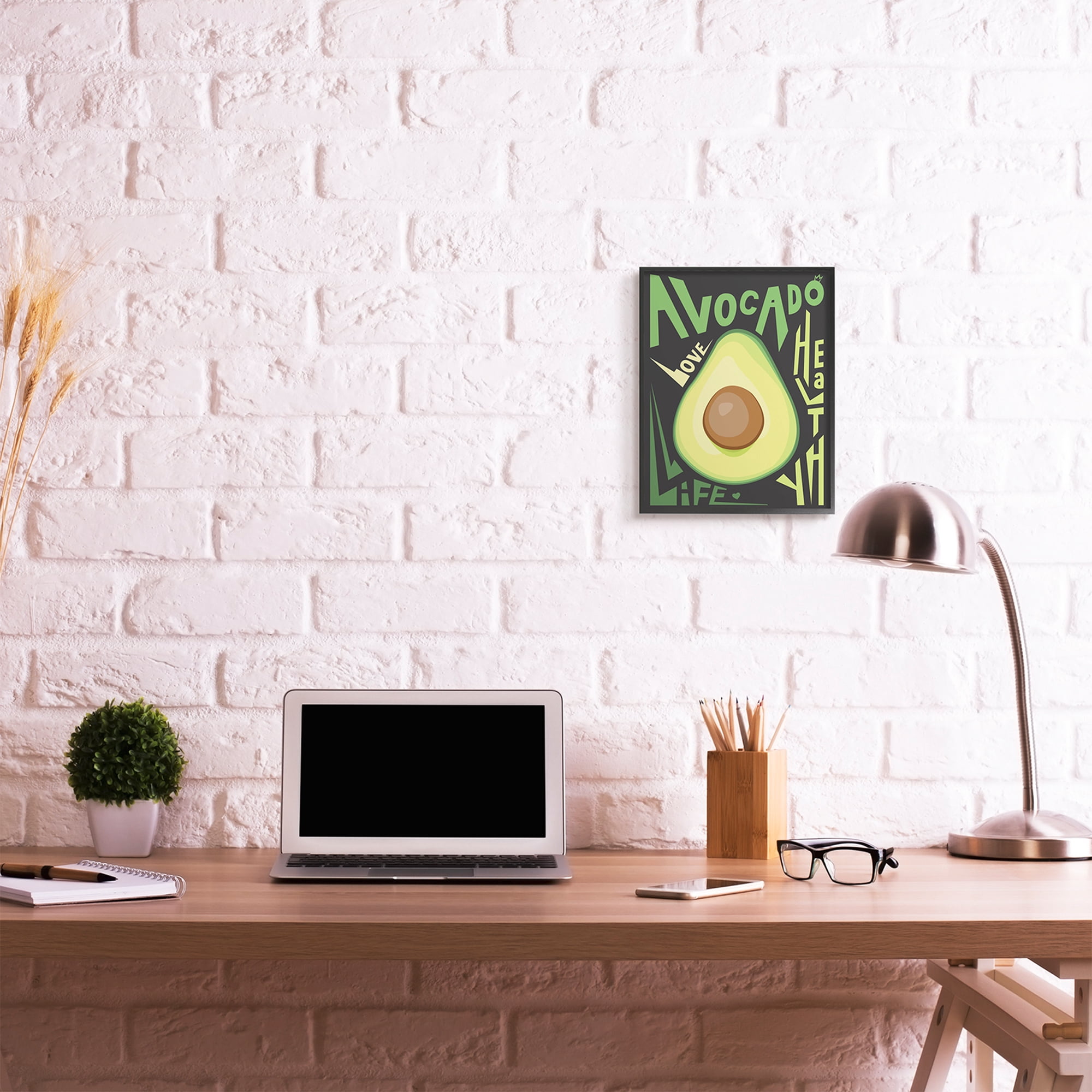 Stupell Industries Green Avocado Expressive Pop Healthy Love Phrases Food & Beverage Painting Black Framed Art Print Wall Art, 11 x 14