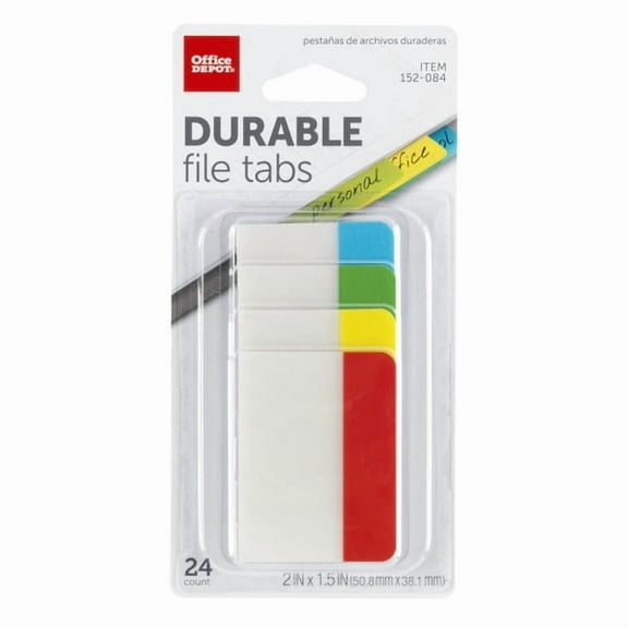 Office Depot® Brand Filing Tabs, 2", Assorted Colors, Pack Of 24