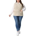 thumbnail image 2 of Agnes Orinda Women's Plus Size Cable Knit Sweater Vest Crew Neck Sleeveless Knitted Casual Pullober Sweaters with Pocket 1X Beige, 2 of 6