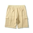 thumbnail image 3 of Lovskoo 2024 Men's Cargo Shorts Solid Color Workwear Cotton Shorts Multiple Pockets Loose Casual Sports Shorts Khaki 2XL, 3 of 8