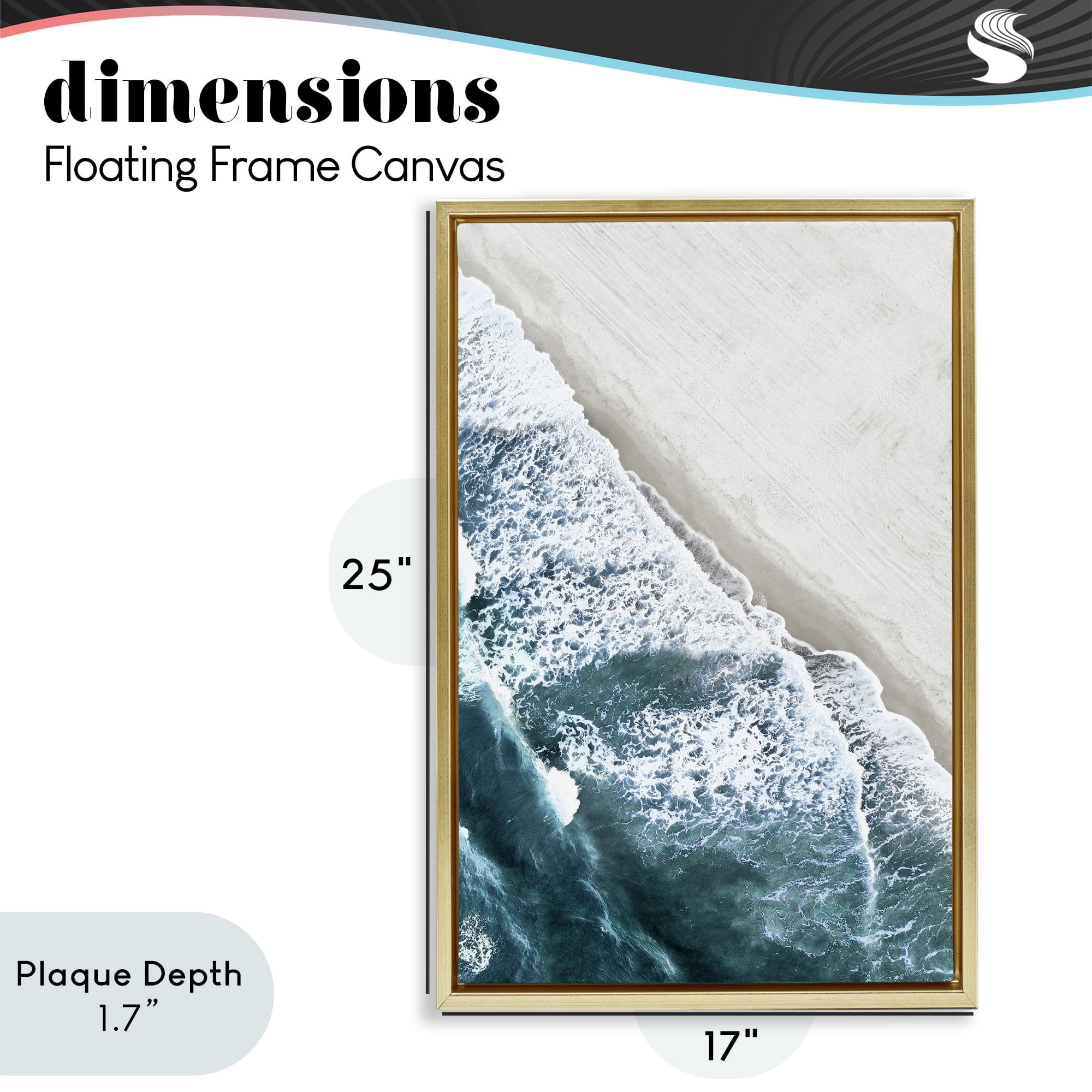 Stupell Industries Corolla Beach Breezy Shoreline Gold Framed Floater Canvas Wall Art, design by Natalie Carpentieri