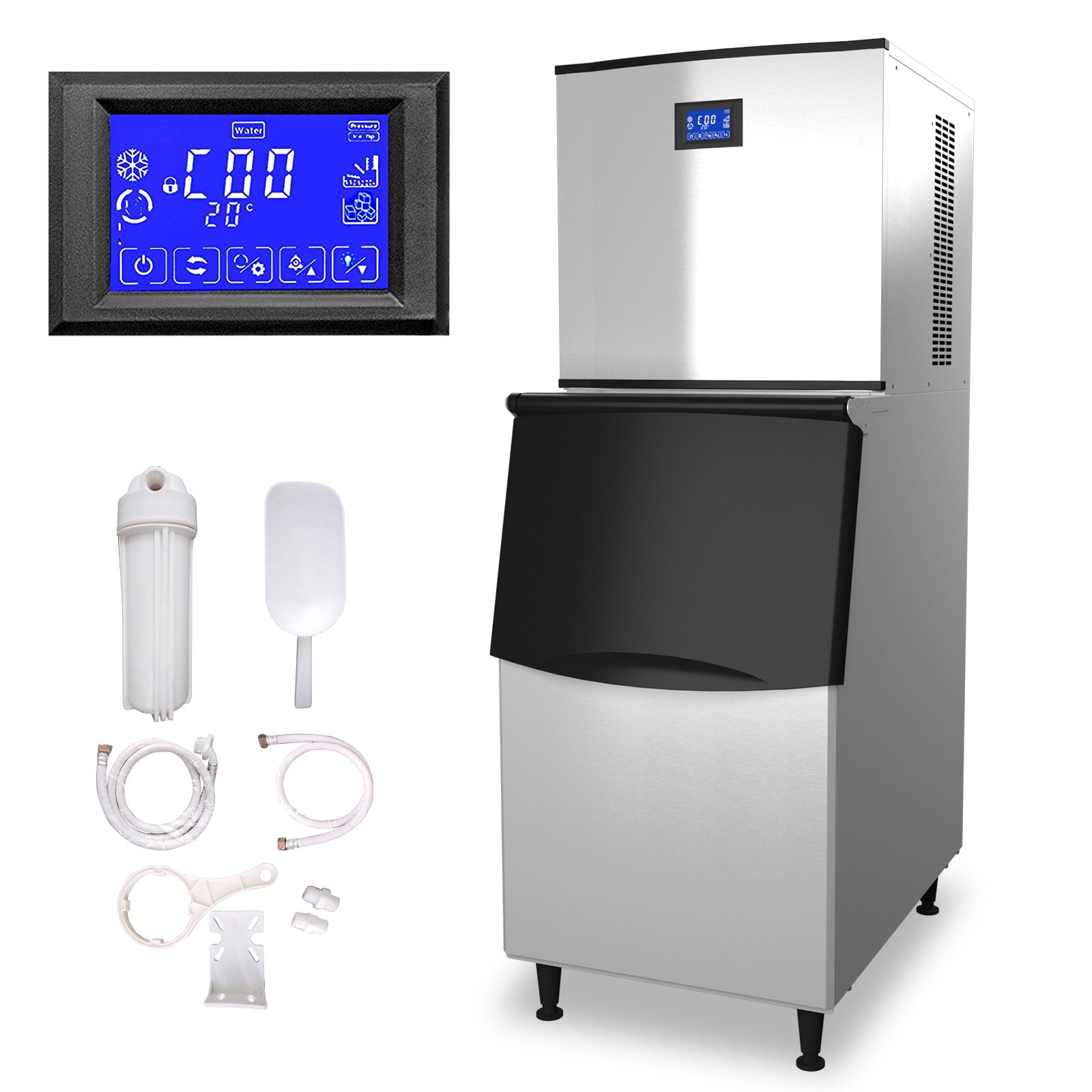 TECSPACE Commercial Grade Ice Maker Machine 550LBS/24H with 350LBS