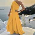 thumbnail image 2 of Vestido largo boho de un solo hombro para mujer - Color liso, fluido - Informal/playa/vacaciones - Mezcla de poliéster y spandex, 2 of 6