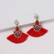 thumbnail image 3 of Pendientes de moda para mujer, pendientes de borla simples en forma de abanico, regalo de joyería (rojo), 3 of 3