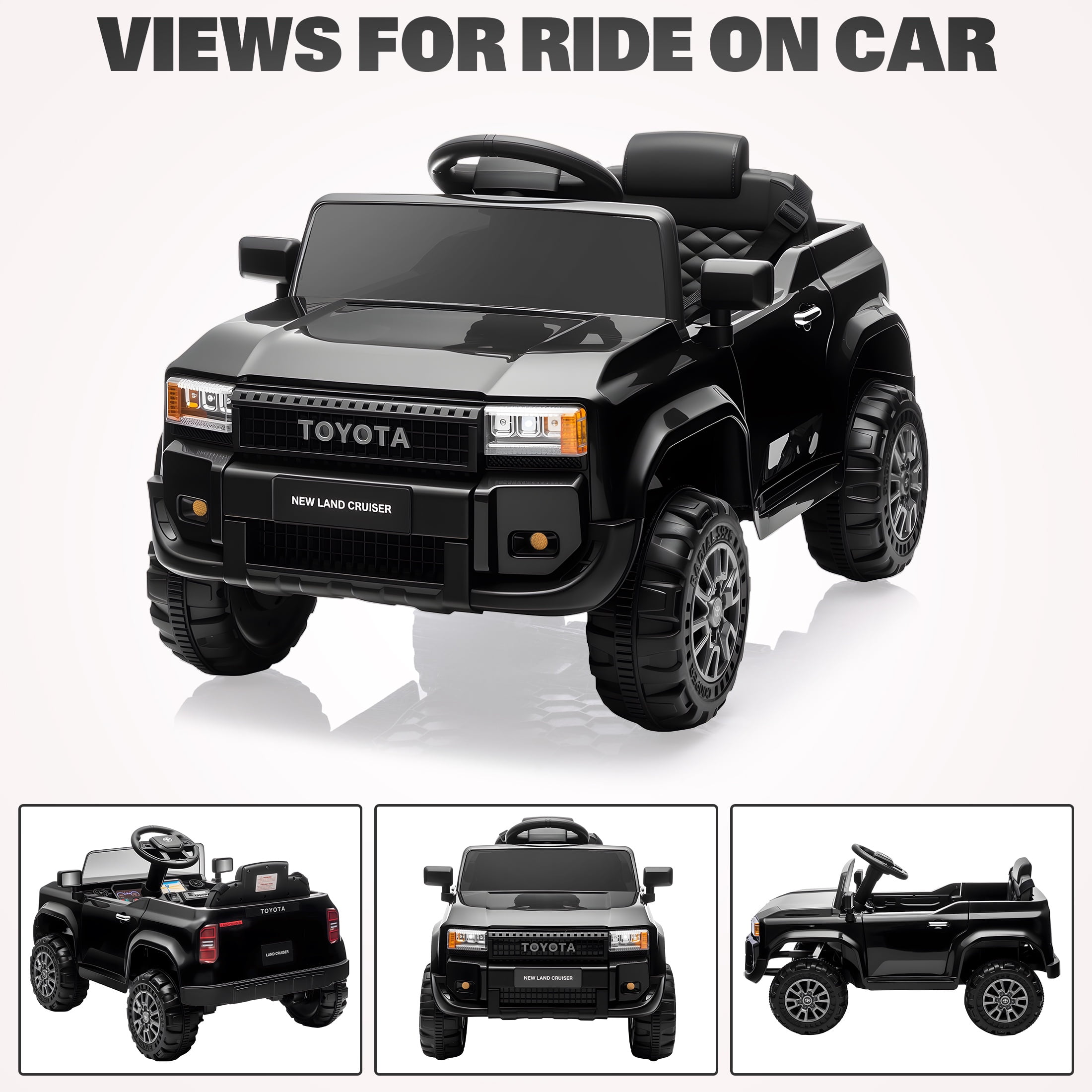 12V Ride on Cars with Remote Control, Licensed Toyota LC250 2024 Ride on Toys Vehicle with Bluetooth, Music, AUX/USB Port, Powered Kids Electric Car for Toddlers Boys Girls Ages 3-5 Gift, Black