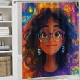 thumbnail image 5 of Shower Curtain Sets 4 Piece Dark-skinned Young Girl with Glasses with Non-Slip Rugs Toilet Lid Cover And Bath Mat Sweet African American Girl 12 Plastic Hooks for Bathroom Decor Set 72inch X 72inch, 5 of 8