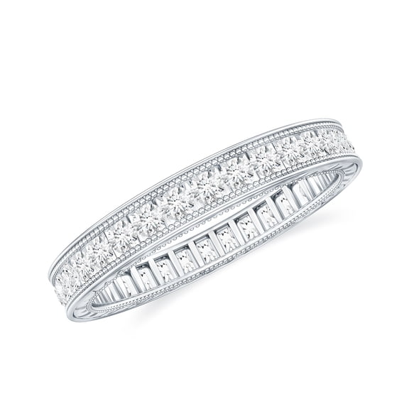 Rosec Jewels Moissanite Eternity Wedding Band for Women - D-VS1 Grade Certified - Ready to Gift, 925 Sterling Silver, US 4.00