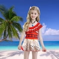 thumbnail image 3 of Jurebecia Princess One-Piece Swimsuit Adventure for Girls Ruffled Dress Bikini Toddler Beachwear Bathing Suit Beach Dress Birthday Gift 2-3 Years 100 CM, 3 of 10