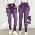 thumbnail image 5 of Bovxnpu Women's High Waisted Jeggings Pants Jeans Denim Pants Leggings Women's Faux Denim Print Wide Leg Pants Fake Pockets Long Sleeve Style Pants, 5 of 9