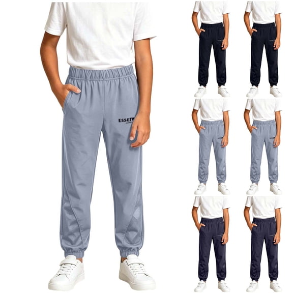 DJDLJWCJ Big Boys Athletic Pants Quick Dry Elastic Waist Jogger Pants Mesh Breathable Lightweight Active Pants Black Size 15