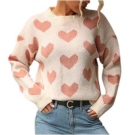 Herrnalise Women's Knitted Crop Tops Fashion Long Sleeves Round Neck Color Matching Loose Tops Blouse Knitted Sweater Pullover Jumper Sweaters