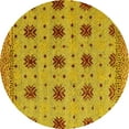 thumbnail image 1 of Ahgly Company Machine Washable Indoor Round Abstract Yellow Modern Area Rugs, 7' Round, 1 of 4